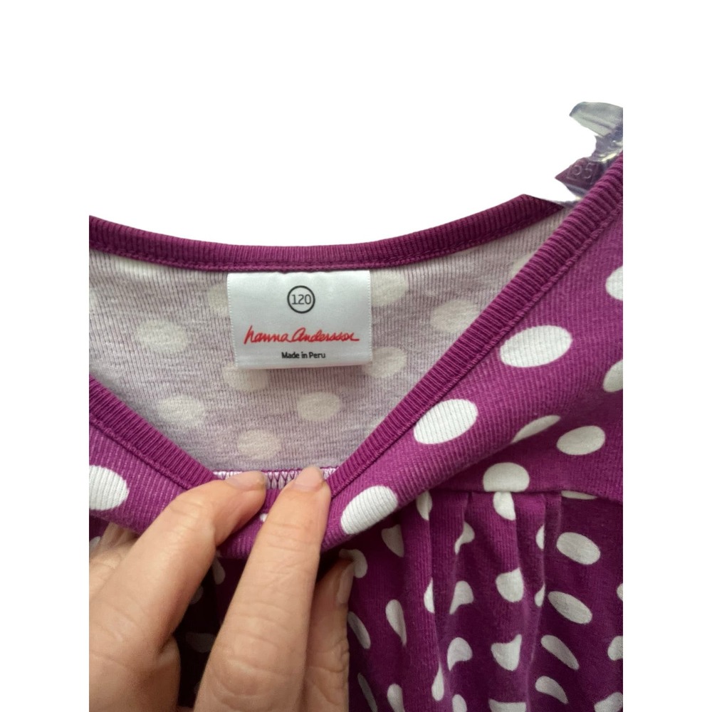 Hanna Andersson Magenta Polka Dot Dress - Size 8 (130 cm) - Picture 3 of 6